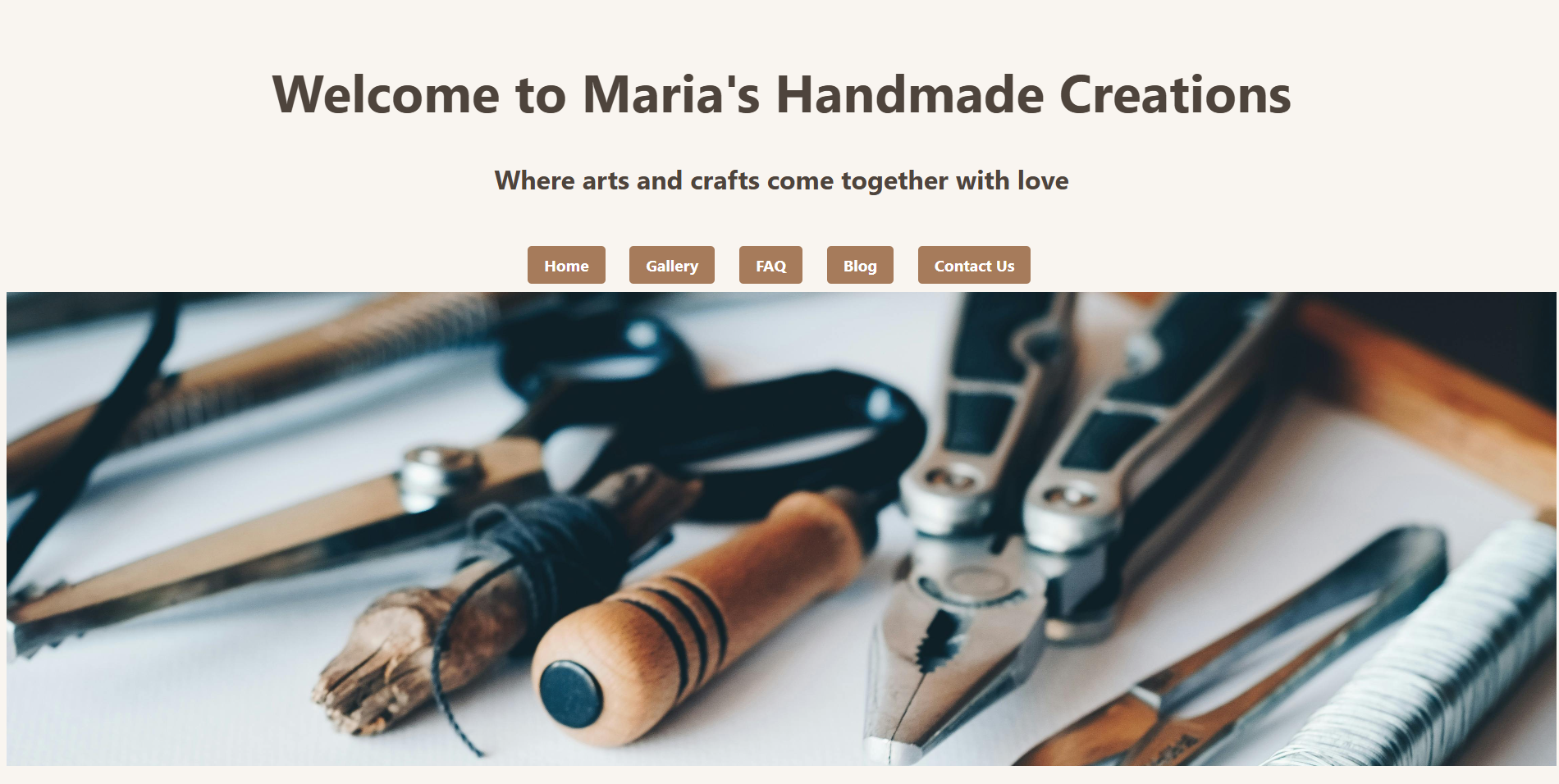 Crafting website screenshot